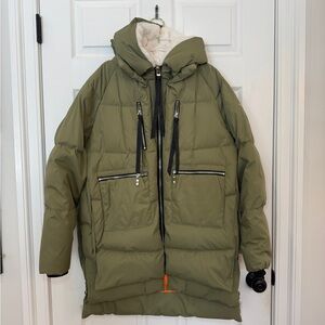 Khaki Hooded Puffer Jacket